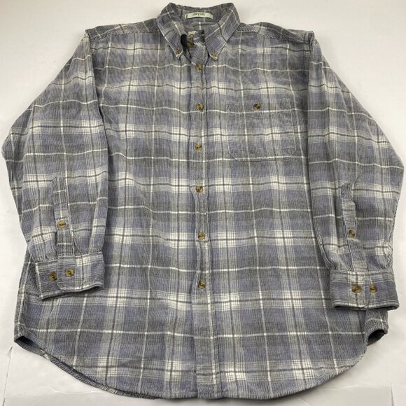 Orvis Button Down Corduroy Shirt Men’s L Blue Plaid Classic Cotton - Picture 2 of 10